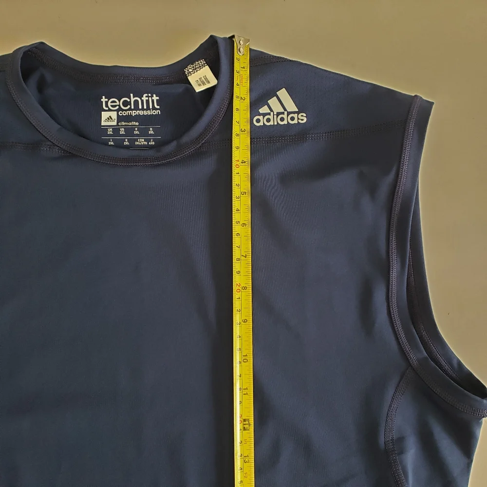 Adidas Navy Climalite Techfit Base Layer Compression Top 2XL Stretch Muscle Tank
